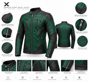 Chaqueta de Motocicleta Deportiva de Cuero OEM |   Verde Esmeralda, Negro, Azul, Verde |   Fabricante OEM ODM |   Diseño de Calidad Premium |   Carreras | - Product Image 6