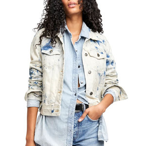 Veste en jean pour femmes en coton avec logo personnalisé en gros, respirante, pour une utilisation en extérieur - Product Image 1