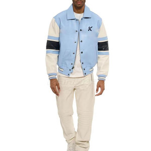 Veste Lettermen pour homme, style décontracté élégant pour l'extérieur, col montant, mélange de laine et de coton, respirante, écologique, veste d'hiver - Product Image 3
