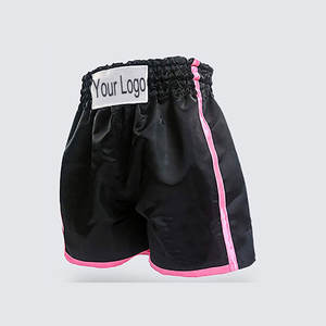 Shorts de boxe MMA sur mesure, motif uni, vêtements d'entraînement Muay Thai, taille élastique, séchage rapide, respirant, logo brodé, OEM - Product Image 5