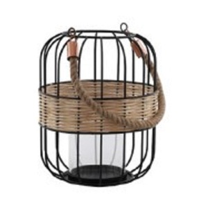 Soporte de vela de un solo encendido con asa de malla de alambre de hierro diseñado jarrón de mesa con capa de polvo negro para decoración del hogar - Product Image 1