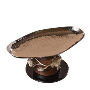 Made Of Stainless Steel With Floral Design Wood Stand <b>Cupcake</b> <b>Holder</b> Luxurious Decorative Cake Serving Stand Snack Serving Stand - Product Image 1