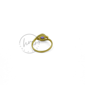 Anillo de latón amatista de estilo elegante hecho a mano chapado en oro diseño minimalista joyería personalizada para mujer - Product Image 4