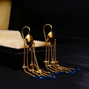 Colgante 14K oro azul Topacio piedra preciosa atractivo clásico moda fiesta desgaste mujeres colgante cadena pendientes - Product Image 4
