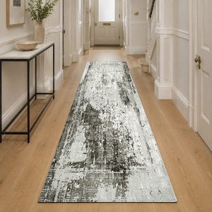 Tapis de salon en chenille gris argenté moderne abstrait imprimé numériquement, lavable en machine, antidérapant, vente en gros RUGS DEPOT LXDP-0529 - Product Image 5