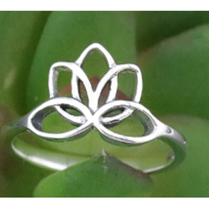 Anello a grappolo con fiore di loto in argento sterling, alla moda, in acciaio inossidabile placcato oro, regalo per il Buddhismo - Product Image 3
