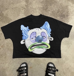 Fabricant personnalisé de t-shirts courts Boxy T-shirt à bords coupés T-shirt graphique vintage en coton noir lavé à l'acide pour hommes vente en gros - Product Image 2