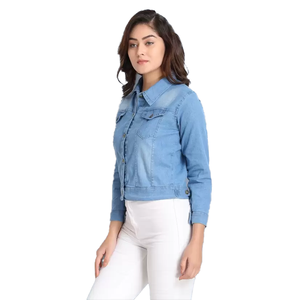 Chaquetas vaqueras ajustadas de talla grande para mujer de temporada de invierno, diseño personalizado, Vaqueros lavados a la moda para mujer, chaquetas informales de BD - Product Image 3