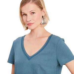 เสื้อยืดคอวีแขนสั้นสำหรับผู้หญิงผ้าคอตตอนพิมพ์ลายเสื้อผ้าจำนวนมากสำหรับโปรโมชั่นผลิตตามสั่ง - Product Image 5