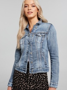 Chaqueta Vaquera de Algodón 100% Tejido Transpirable, Diseño Personalizado para Mujer, Cuello Camisero, Otoño Invierno, Impermeable y Resistente al Viento - Product Image 3