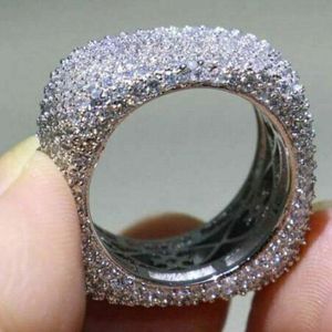 Classic Men <b>Women</b> Jewelry Unique Square Shape <b>Statement</b> <b>Ring</b> Micro Pave Moissanite 925 Silver Color Luxurious Wide Band <b>for</b> - Product Image 2