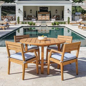 Juego de mesa de comedor de lujo ecológico de madera maciza de teca con diseño moderno y simple para uso en almacenes y parques - Product Image 1