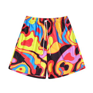 Fabricante de pantalones cortos de malla transpirable de secado rápido poliéster raya lateral Casual playa gimnasio pantalones cortos de malla para hombres - Product Image 3