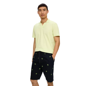 Bermudas écologiques de haute qualité avec impression intégrale Texture tissée Bouton zippé à lacets Cravates à cordon de serrage Coupe décontractée - Product Image 1