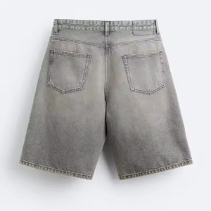 กางเกงขาสั้นผ้ายีนส์เบอร์มิวดาเข้ารูปพอดีตัวสำหรับผู้ชายผ้าปักสไตล์ลำลองระบายอากาศ - Product Image 5