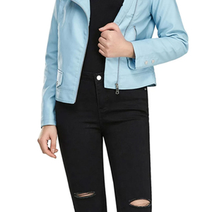 Chaqueta de Invierno para Mujer de Cuero Genuino de Alta Calidad, Nueva Colección, Bolsillos Decorativos Estampados, Teñida, MOQ Bajo, Servicio OEM para la Temporada de Otoño - Product Image 6