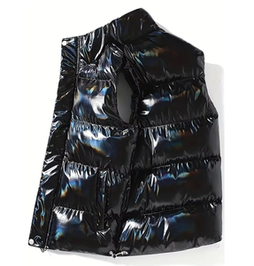 Gilet en nylon pour homme, rembourrage en polyester, léger, chaud, sans manches, veste décontractée d'extérieur, confortable, tendance, fabrication en usine - Product Image 4