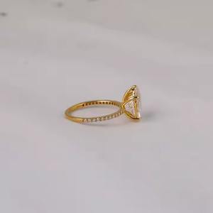 Bague de fiançailles de luxe en or 14KT coupe poire diamant cultivé en laboratoire demi-éternité coupe ronde côté diamant cadeau surprise pour les filles - Product Image 4