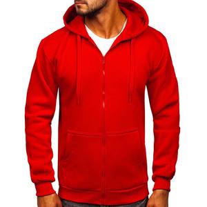 เสื้อฮู้ดกันลมแบบซิป สีแดง แขนยาว ลายเรียบ ปักโลโก้ได้ ผลิตจากผ้าฝ้ายฟลีซ 100% อุ่นสบาย - Product Image 4