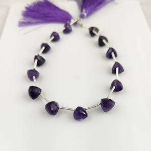 ลูกปัดอะมีทิสต์ทรงทริลเลียนเจียระไนขนาด 7-8 มม. อะมีทิสต์ธรรมชาติสำหรับทำเครื่องประดับ 13-14 เม็ดต่อเส้นยาว 8 นิ้ว - Product Image 3