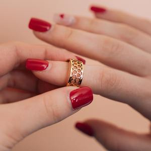 925 Silver <b>Ring</b> Honeycomb Gold Band Signet Boho <b>Ring</b> Chunky <b>For</b> <b>Women</b> Fine Jewelry <b>Women</b> Signet <b>Ring</b> Gift Jewelry Manufacturer - Product Image 1