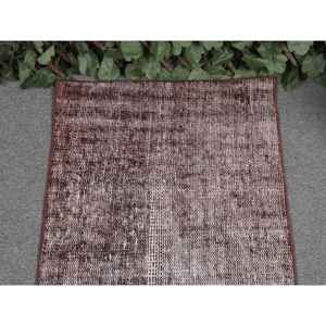 พรมวินเทจขนาดเล็ก 1.9x3.9 ฟุต สีน้ำตาล พรมขนสัตว์ตุรกีสไตล์ตะวันตกเฉียงใต้ - Product Image 3