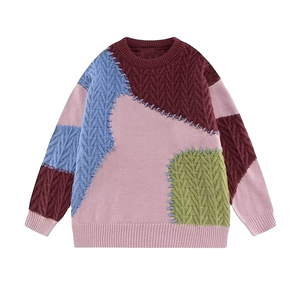 Pull en tricot chaud pour homme, anti-boulochage, en laine/acrylique, motif uni, logo imprimé numériquement sur le devant, tendance automne - Product Image 6