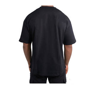 เสื้อยืดวินเทจฮิปฮอปเปิดไหล่ผ้าฝ้ายโอเวอร์ไซส์200กรัมติดป้ายโลโก้พัฟสำหรับผู้ชาย - Product Image 4