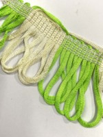 Tapis, chapeaux, vêtements, rideaux décoratifs personnalisables en polyester à 100 % avec franges et pompons en bouillon, style ethnique, bicolore, bordure en dentelle