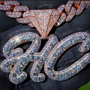 Pendentif Hip-Hop pour Homme en Argent Sterling S925 Plaqué Or de Luxe à Deux Tons, Haute Qualité, Personnalisé avec Lettre HC, Moissanite VVS, Vente en Gros - Product Image 1