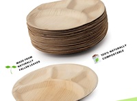 Plaque de feuille d'areca jetable ronde de 12 pouces avec 4 compartiments biodégradable et écologique pour la fonction de fête de mariage