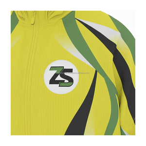 Ensemble coupe-vent en polyester 210GSM de qualité supérieure tissu imperméable léger jaune vert noir panneaux impression de logo personnalisé grande taille - Product Image 6