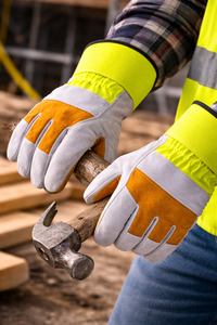 Gants de travail haute visibilité pour travaux de construction, résistants à l'abrasion, avec impression personnalisée, approvisionnement OEM - Product Image 2