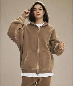 2025 nouveauté lavage à l'acide fermeture éclair sweats à capuche hommes coton de qualité supérieure Logo personnalisé Streetwear vestes zippées OEM en vrac en gros exportation - Product Image 3