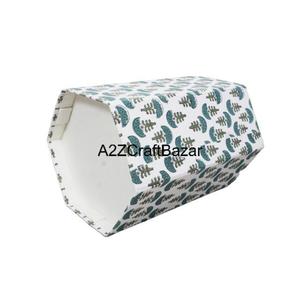 Corbeille à papier en bois écologique faite à la main, type à couvercle roulant, dessus ouvert, design GEOMETRY, utilisation intérieure et extérieure, cuisine, Rajasthan en stock - Product Image 6