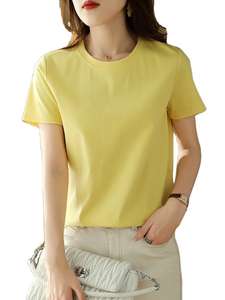 T-shirts pour femmes de la meilleure qualité 100% coton respirant Streetwear pour l'été - Design personnalisé avec des couleurs unies et une décoration de logo - Product Image 4