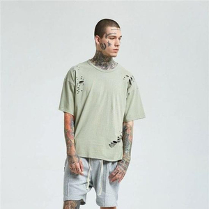 Venta al por mayor peso pesado camiseta en blanco Oversize Distress camiseta Unisex Box camiseta personalizada desgastada de gran tamaño hombres camisetas personalizadas - Product Image 4