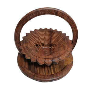 Panier à fruits secs et de service multifonctionnel moderne en bois naturel écologique de qualité supérieure, fait à la main par Tradebyd - Product Image 1