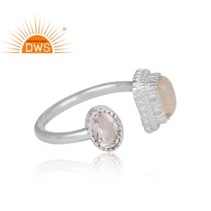 แหวนโอปอลและควอตซ์คริสตัลปรับได้แหวนเงินแท้จากเอธิโอเปียดีไซน์ล่าสุด - Product Image 2