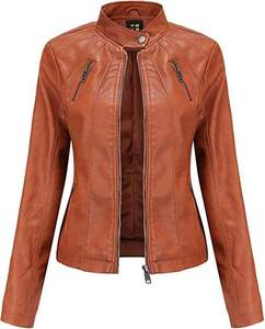 2024 nouveau Design en cuir véritable fermeture éclair veste respirante pour femmes filles Style moderne XL taille poches coton remplissage OEM en gros - Product Image 5