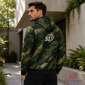 Custom <b>Camo</b> Hoodie Manufacturer Tech Print Full Zip Streetwear <b>Jacket</b> Wholesale OEM Logo Private Label - Product Image 4