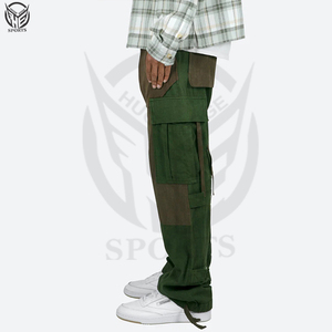 Pantalon cargo décontracté pour homme, matière personnalisée, plusieurs couleurs, coupe droite ample, fermeture éclair. - Product Image 3