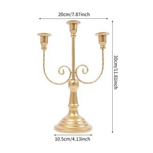 Gold Finish <b>Tapered</b> Natural Wood <b>Candle</b> Stand Christmas Religious Activities Handmade Frosted Finished Interior Decor Banquet - Product Image 5