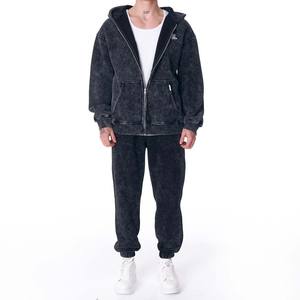 Retailer 100% Cotton Zipper Men Winter Acid Wash Tracksuit Set Breathable Heavyweight Custom <b>Eco</b> Friendly Personalized Design - Product Image 1