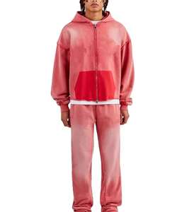 ชุดวอร์มวินเทจทรงหลวมแบบดรอปโชลเดอร์ ล้างสีแบบแอซิดวอช สำหรับทุกเพศ ผ้าหนา มีฮู้ด กางเกงวอร์มแบบแห้งเร็ว ระบายอากาศได้ดี พิมพ์ลายซันเฟด เหมาะสำหรับฤดูหนาว - Product Image 6