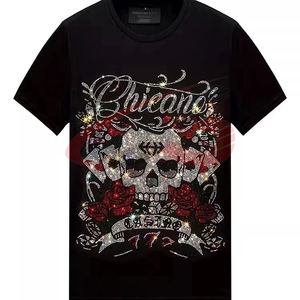 Nouvelle mode de T-shirt surdimensionné avec strass Hot Drill Personnalisez votre logo Shine Glitter Rhinestone T-shirts de luxe pour hommes - Product Image 4