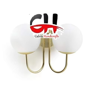 Calvin Brass Mid Century Modern Industrial Sconce Glass Globe 2 Bulb Cone Baño Vanity Raw Wall Light - Product Image 5