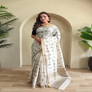 Magnifique Tussar Avec Warli Broderie Saree Femme Fabricant De Mode De Surat Au Taux Le Plus Bas - Product Image 1