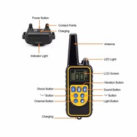 Wiederaufladbares Hundetrainingshalsband 800m Fernbedienung Wasserdicht Vibration Schock LED-Licht für Kleine Mittlere Große Hunde