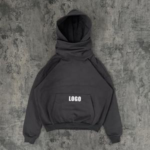 Sweat-shirt en molleton surdimensionné de haute qualité avec logo personnalisé, style streetwear, vintage, lavage à la pierre, capuche, masque facial, homme - Product Image 1